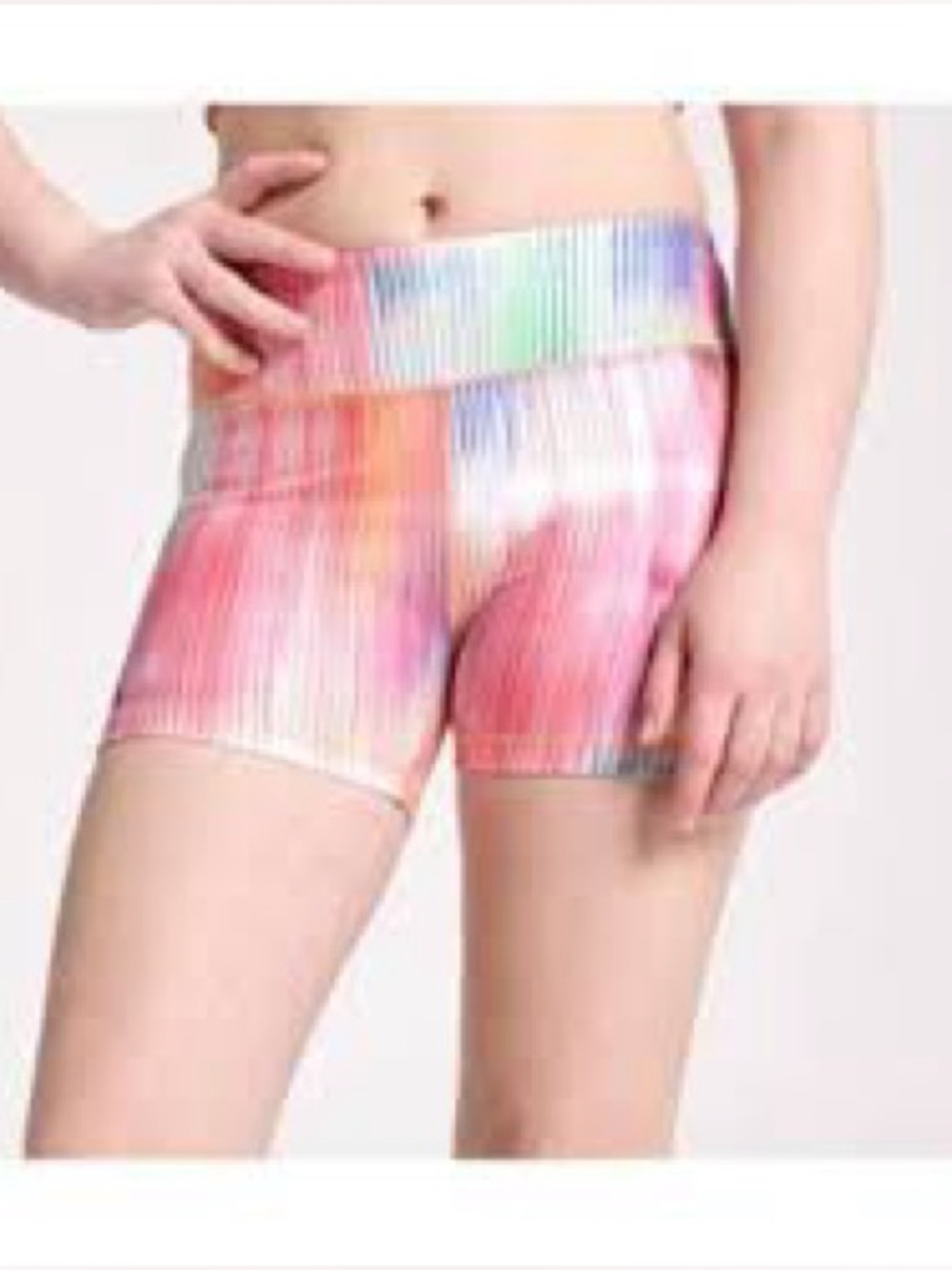 DSG Multicolor Tie-Dye Ribbed Bike Shorts - Pink, Blue, Green, Orange